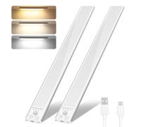 flintronic Lampe de Placard, 2 Pcs Lampe Led Detecteur de Mouvement Interieur, Reglette LED Lumiere Armoire Dimmable, Rechargeable Sans Fil, Super Brillante Dimmable, pour Armoire Escalier Cuisine