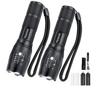 flintronic Lampe Torche LED Ultra Puissante, 2PCS Lampe de Poche 3500Lumens avec Chargeur USB et Holster, IPX6 Étanche 5 Modes, Étanche, Anti-Choc Zoom Longue Portée pour Bricolage,Camping,et Urgences