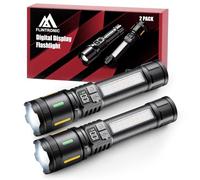 flintronic Lampe Torche LED Ultra Puissante, 2PCS Lampes de Poche avec feux latéraux COB, 5 Modes Étanche Anti-Choc, Zoomable Lumineux Lampe Torche LED pour Extérieur Camping Randonnée Urgence