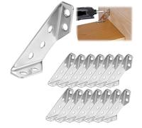 Flintronic Lot de 12 Equerre d'assemblage, connecteurs d'angle universels en acier inoxydable pour meubles, Bracelet D'angle Trapézoïdal en Métal, Équerre de Coin Acier pour Meubles, Étagères, Bois