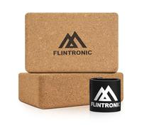 Flintronic Lot de 2 blocs de yoga en liège, antidérapants, briques de yoga en liège avec bande de résistance, briques de gymnastique respectueuses de l'environnement, briques de fitness pour