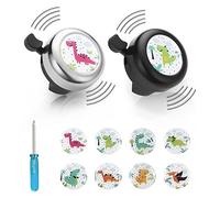 flintronic Lot de 2 Sonnette de Vélo pour Enfants, Mini Cloche de Vélo avec 8 Autocollants Mignons, Sonnette de Guidon de Vélo Sonnette de Sécurité avec Un Son Fort et Clair pour Filles Garcons Vélo