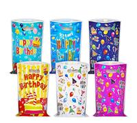 Flintronic Lot de 30 sacs de fête d'anniversaire pour enfants, petits sacs cadeaux en plastique, 6 couleurs, sacs cadeaux colorés, parfaits pour les fêtes d'enfants