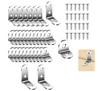 Flintronic Lot de 32 Equerre d'assemblage, Équerre de Fixation en Forme de L, Équerres de Fixation, Équerre de Fixation en Métal, Equerre Inox pour la Fixation et la Réparation de Meubles(Combinaison)