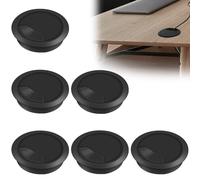 Flintronic Lot de 6 œillets de Bureau, Passe Cable Bureau, 60mm Cache Cable Bureau, Couverture de Trou de Câble de Bureau d'ordinateur, Organiseur de Fil pour la Maison et Le Bureau(Noir)