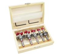 flintronic Mèches, Coffret de 5 (Ø15-35 mm) Fraise Bois Façonner Jeu de Forets à Positionnement Ajustable, Scie Trépan au Carbure Cémenté avec Butée (Plage de Profondeur 10-40 mm)