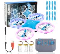 Flintronic Mini Drones, Mini Drone pour Débutants, avec Lumières LED et 3 Piles Rechargeables, Propose 8 Types d'Ailes Différents, Durée du Vol 24 Mins, Utilisable en Intérieur et en Extérieur