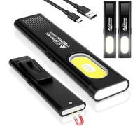 flintronic Mini Lampe Torche, 450 Lumens Cob Lampe de Travail Rechargeable | EDC Lampe Mobile d'atelier avec Base Magnétique et Poche Clip, pour Ménage, le l'entretien, La randonnée, l'urgence(Noir,2PC)