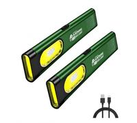 flintronic Mini Lampe Torche, 450 Lumens Cob Lampe de Travail Rechargeable | EDC Lampe Mobile d'atelier avec Base Magnétique et Poche Clip, pour Ménage, le l'entretien, La randonnée, l'urgence(Vert,2PC)