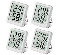 Flintronic Mini Thermomètre Intérieur, Thermomètre Hygromètre Numérique avec Support, D'ambiance Moniteur de Température et Humidimètre, Indicateur de Confort pour Serre, Salon, Bureau (Blanc, 4PCS)