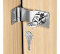 Flintronic Moraillon de Verrouillage en Acier inoxydable, 3 pouces Loquet ngle droit de 90 degrés avec cadenas bouton tournant et 2 clés pour chambre, armoire, tiroir, porte de jardin