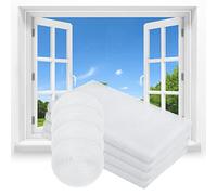 Flintronic Moustiquaire Fenêtre Enroulable, 4Pcs 130 x 150cm DIY Filet Moustiquaire Auto-Adhésif Découpable, avec 4 Rouleaux Crochet Crochet Ruban Adhésif, Moustiquaire Porte Anti-Insectes (Blanc)