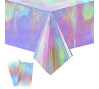 flintronic Nappe de Fête, 2 Pièces Nappe de Fête Rectangulaire 137x274, Nappes Irisée, Fêtes Décoration, pour Fête Anniversaire Enfant/Adulte, Mariages, Pique-niques, Baby Shower, Noël, Événement