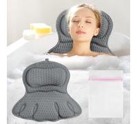Flintronic Oreiller de Bain, Coussin Baignoire Air Mesh, Coussin de Nuque Ergonomique, avec 2 Ventouses Antidérapantes et Soutien de la tête, pour Tête Nuque Dos, pour Jacuzzi et Spa, Pieuvre
