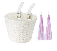 flintronic Panier Velo Enfant, Panier de Guidon de Vélo Enfant, Tricotage à la Main Panier Vélo pour Filles Garçons + 2 Ruban Gland