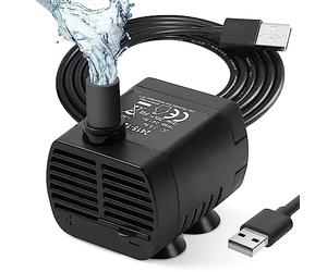 flintronic Pompe Eau Submersible, Aquarium Pump Ajustable 200L/H 3W Ultra-Silencieux Pompe Catit USB pour Étang Fish Tank Fontaine Réservoir de Poissons Cordon de 1.4m