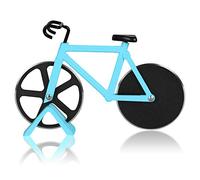 Flintronic Roulette à Pizza Vélo, Couteau à Pizza en Forme de Vélo, Double Couteau à Pizza en Acier Inoxydable, Lames Super Tranchantes avec Revêtement Antiadhésif et Béquille pour couper les brownies