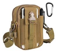 flintronic Sac Tactique Ceinture, Nylon Sacoche Ceinture, Multifonctionnelle Molle EDC Gadget Sac pour Téléphone, Plein-Air, Randonnée, Alpinisme et Cyclisme (avec 1 Mousquetons et 1 Bandoulière)