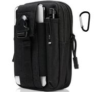 Flintronic Sac Tactique Ceinture, Nylon Sacoche Ceinture | Noir | Multifonctionnelle Molle EDC Gadget Sac pour Téléphone, Plein-Air, Randonnée, Alpinisme et Cyclisme (avec 1* Mousquetons)