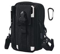 Flintronic Sac Tactique Ceinture, Nylon Sacoche Ceinture | Noir | Multifonctionnelle Molle EDC Gadget Sac pour Téléphone, Plein-Air, Randonnée, Alpinisme et Cyclisme (avec 1* Mousquetons)