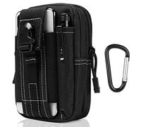 flintronic Sac Tactique Ceinture, Nylon Sacoche Ceinture | Noir | Multifonctionnelle Molle EDC Gadget Sac pour Téléphone, Plein-Air, Randonnée, Alpinisme et Cyclisme (avec 1* Mousquetons)
