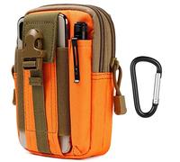 flintronic Sac Tactique Ceinture, Nylon Sacoche Ceinture | Orange | Multifonctionnelle Molle EDC Gadget Sac pour Téléphone, Plein-Air, Randonnée, Alpinisme et Cyclisme (avec 1* Mousquetons)