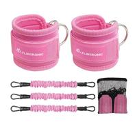 flintronic Sangle Cheville Musculation Poulie, Sangle de Cheville Réglable Gymnastique, Sangles Musculation avec Double Anneau D, Ankle Straps, Accessoires pour Fitness, Sport, Gym, Tirage, Noir