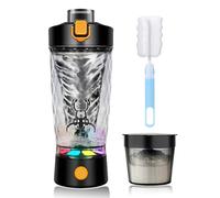 flintronic Shaker éléctrique Rechargeable, 650ml Portable Shaker éléctrique, Rechargeable USB Bouteille de Shaker de Protéines sans BPA avec Boîte à Poudre avec Poignée pour Le Fitness Le Sport(Noir)