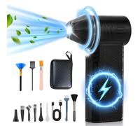 Flintronic Souffleur Air Comprimé PC, 130000TR/Min de Pulvérisation d’Air Comprimé, Dépoussiéreur Électrique avec Batterie Lumières LED & 5000mAh, Bombe Air Sec pour Maison, Voiture, Clavier, PC