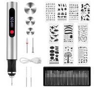 flintronic Stylo de Gravure Électrique, Stylo de Gravure Sans Fil Rechargeable USB, 30 Bits, 10 Pochoirs et 3 Lames de Scie, Trois Vitesses, Stylos de Gravure Sur Bois Portable, pour Verre Plastique
