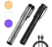 flintronic Stylo Infirmiere, Rechargeable LED Stylo Lumière Médicale, Trois couleurs de lumière, Lampe Diagnostic avec Jauge de Pupille et Clip pour Infirmières Médecins EMT