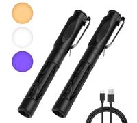 flintronic Stylo Infirmiere, Rechargeable LED Stylo Lumière Médicale, Trois couleurs de lumière, Lampe Diagnostic avec Jauge de Pupille et Clip pour Infirmières Médecins EMT