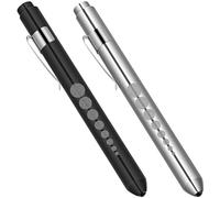 Flintronic Stylo Infirmiere, Stylo Lampe, Réutilisable LED Lampe, Stylo Lumière avec Jauge de Pupille et Clip (2PCS, Batterie non Inclus)