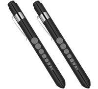 Flintronic Stylo Infirmiere, Stylo Lampe, Réutilisable LED Lampe, Stylo Lumière avec Jauge de Pupille et Clip (2PCS, Batterie non Inclus)