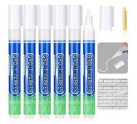 Flintronic Stylo Joint Carrelage Blanc, 6PCS Stylo de Carrelage à Coulis, Imperméable Marqueur Joints, Rénovateur de Coulis Blanc pour Salle de Bain, Cuisine, Carrelage, Sol