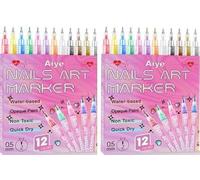 flintronic Stylos Nail Art, 12 Couleurs 3D Stylo Nail Art DIY Prérempli, Couleurs Éclatantes et à Séchage Instantané, Étanche & Résistante à l'Écaillage, pour Manucure Professionnelle, Bullet Journal