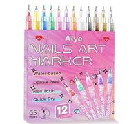 flintronic Stylos Nail Art, 12 Couleurs 3D Stylo Nail Art DIY Prérempli, Couleurs Éclatantes et à Séchage Instantané, Étanche & Résistante à l'Écaillage, pour Manucure Professionnelle, Bullet Journal