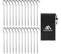 Flintronic Tent Pegs, Set Of 24 Aluminum Alloy Ground Pegs, Anchor Pegs With J Hooks, Portable, Rustproof For Garden, Camping, Fishing And Tents, 18cm