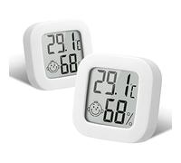flintronic Thermomètre Hygrometre Intérieur, 2PCS Mini Thermomètre Hygromètre Digital à Haute Précision, Moniteur de Température et Humidimètre Indicateur du Niveau de Confort pour Maison, Bureau