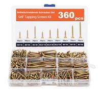Flintronic Vis à Bois Autotaraudeuses, Lot de 360 Vis à Bois Tête Fraisée Universelles, M3/M3.5/M4, 16mm-40mm, avec Boîte de Rangement en PP, pour Fenêtres, Terrasses, Toitures, Clôtures
