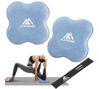Flintronic Yoga Genouillère, 2Pièces Tapis de Yoga, Tapis de Yoga Antidérapants 20 * 20cm, Yoga Coussin pour Protéger Les Genoux, Les Mains, Les Poignets et Les Coudes, avec Bande de Résistance