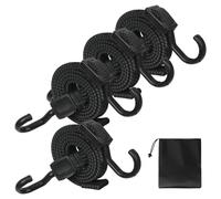 Flintronnic Cordons Élastiques avec Crochets, 100cm Lot de 4 Tendeur Plat Réglable, Tendeurs en Caoutchouc Résistance aux UV, pour Bagages, Barres De Toit, Bâches, Camping, avec Sac à Cordon