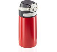 Flip Bouteille Isotherme (350 Ml) Avec Bouchon À Vis, Mug Voyage Avec Fermeture 100% Anti-Fuite, Mug Étanche Avec Ouverture À Une Main, Rouge