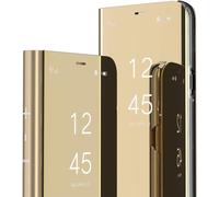 Flip Case For Apple Iphone 14 - Mirror Design Clear View Flip Bookstyle Luxury Protecter Shell With Kickstand Phone Case Cover For Apple Iphone 14. Flip Mirror: Gold