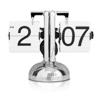 Flip Clock,Flip Desk Clock,Horloge à Rabat Rétro,Horloge de Bureau numérique à Rotation Automatique,Horloges De Bureau Mécanique Rétro à Pied Unique ,Horloges de Bureaus mécanique à Piles(Blanc)