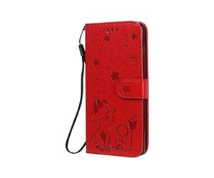 Flip Etui Pour FOXDOCK Samsung Galaxy S10 Durable Léger Avec Conception De Fente Pour Carte Slim Fit Couverture En Cuir PU Premium Rouge