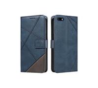 Flip Etui Pour Huawei Y5 Prime 2018 Avec couture diamant Et fente pour carte Etui de protection de téléphone en cuir De haute qualité Bleu