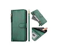 Flip Etui Pour Huawei Y7A 4G Cuir PU Magnétique Titulaire De La Carte Fermeture Eclair FOXDOCK Vert