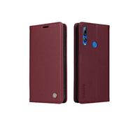 Flip Etui Pour Huawei Y9 Prime 2019 Avec Fentes à cartes Faux cuir et TPU entièrement mat Attraction magnétique forte et Stand Fonctionnalité Rouge