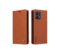 Flip Etui Pour Motorola Moto G84 Attraction magnétique forte et Stand Fonctionnalité Faux cuir et TPU entièrement mat Avec Fentes à cartes Marron